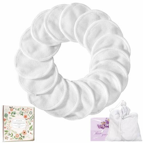 Reusable Cotton Pads,18 Pack Washable Eye Face Makeup Remover Pads Bamboo Cotton Pads for all Skin Types with Laundry Bag | Zero Waste