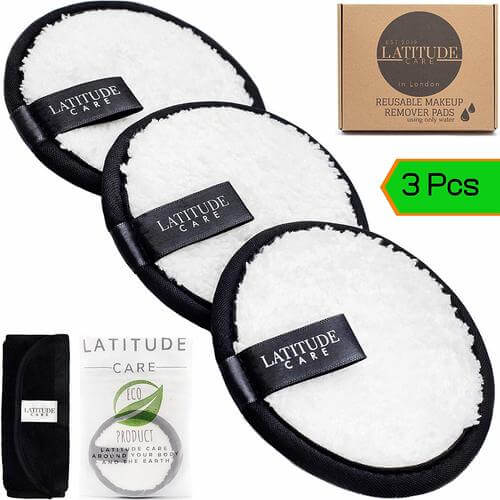 Reusable Makeup Remover Pads - 3 Pack with Face Cloth and Laundry Bag - Using Only Water – Washable and Eco-Friendly Eye Makeup Remover Pads - Makeup Remover Cloth For All Skin Type By Latitude Care