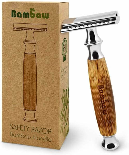 Double Edge Safety Razor with Long Natural Bamboo Handle - The Perfect Shave - High Quality - Sustainable and Durable - Environmentally Friendly -Fits All Double Edge Razor Blades - Bambaw