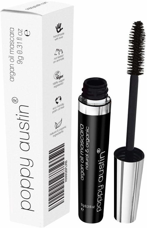 FINEST Vegan & Organic Lengthening Mascara Black With Argan Oil - Cruelty-Free, Best Natural Volumising, Thickening, Smudge Proof, Hypoallergenic, Water Based - for Sensitive Eyes & Short Lashes