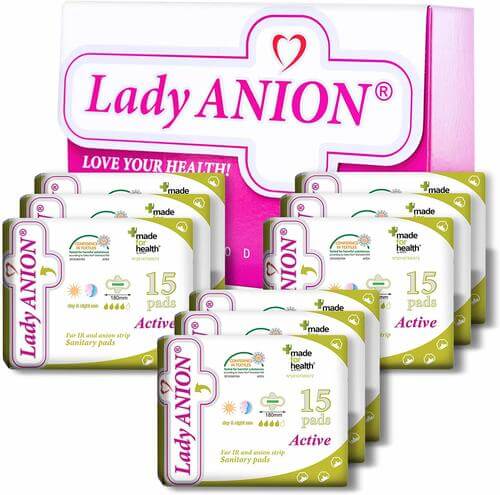 Lady Anion Thin Pads, Certified Organic Cotton – Super Value Pack (9 x 15) - Organic Sanitary Towels - Natural Period Pads