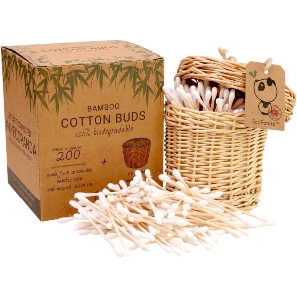 Bamboo Cotton Buds Storage Basket Handmade from Natural Wicker